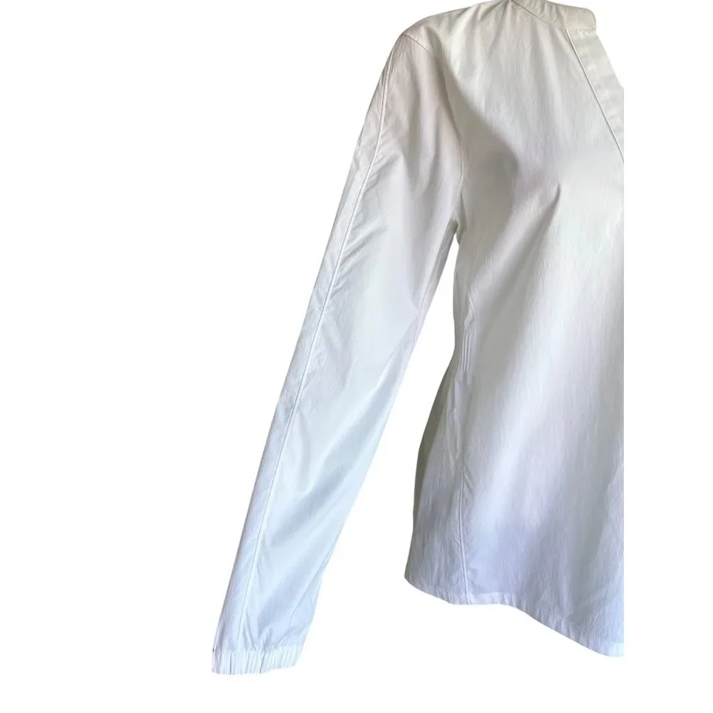 Athleta Womens Shirt Medium Tunic Blouse Pullover White Elastic Waist Oversized‎